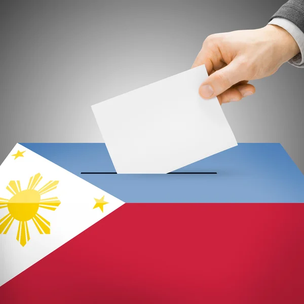 Ballot box painted into national flag - Philippines — Stock Photo, Image