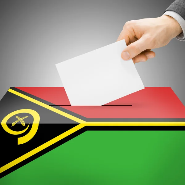 Wahlurne gemalt in Nationalflagge - Vanuatu — Stockfoto