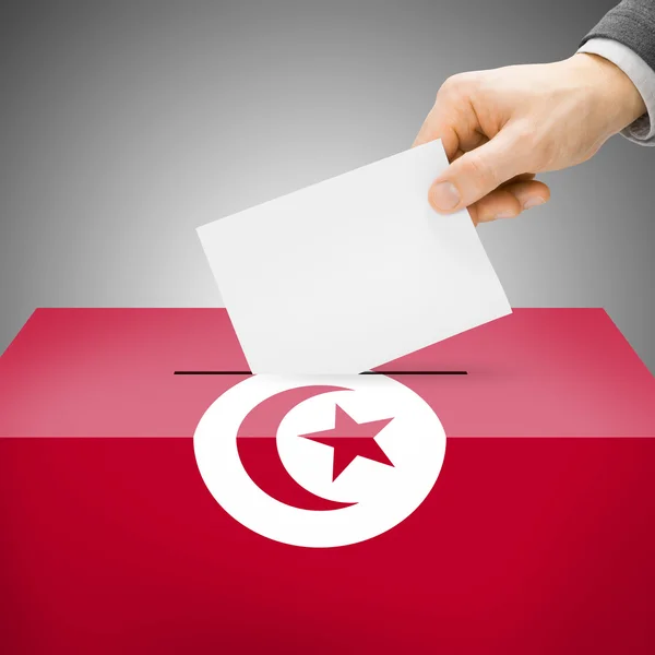 Ballot box painted into national flag - Tunisia — Stock Photo, Image