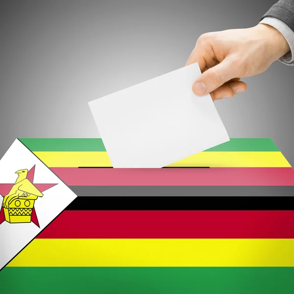 Voting concept - Ballot box painted into national flag - Zimbabwe — Stock Photo, Image