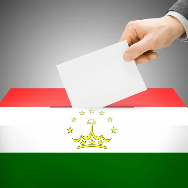 Ballot box painted into national flag - Tajikistan — Stock Photo, Image