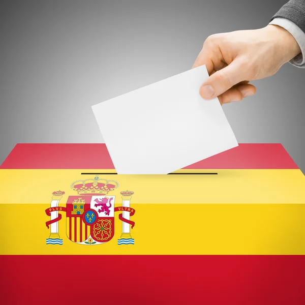 Wahlurne gemalt in Nationalflagge - Spanien — Stockfoto