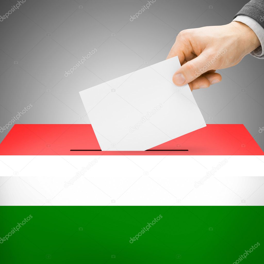 Ballot box painted into national flag - Hungary