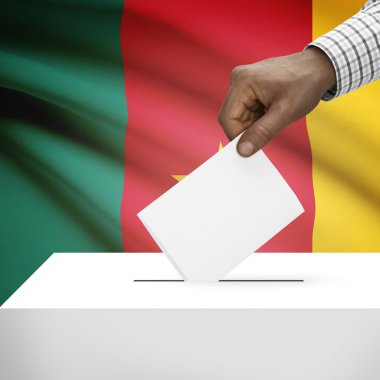 Oy sandığı ile arka plan serisi - Kamerun ulusal bayrak