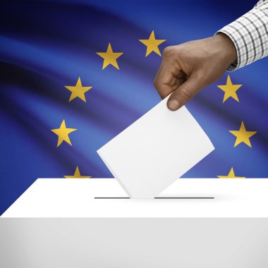 Oy sandığı ile arka plan serisi - Avrupa Birliği - Avrupa - AB ulusal bayrak