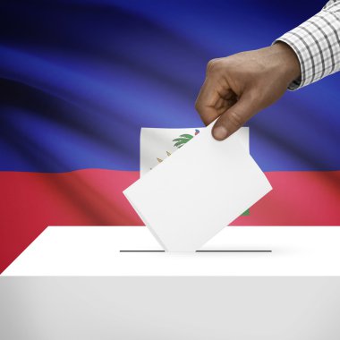 Oy sandığı ile arka plan serisi - Haiti ulusal bayrak