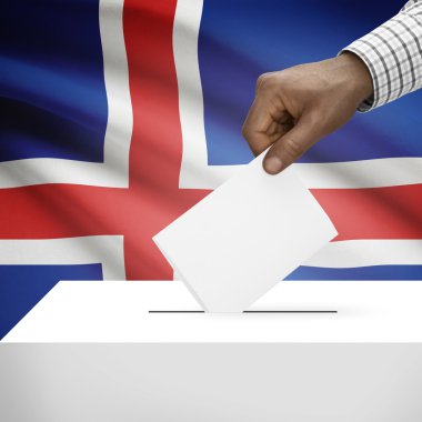 Oy sandığı ile ulusal bayrağını arka plan serisi - İzlanda