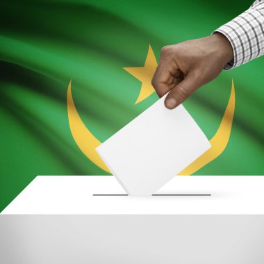 Oy sandığı ile ulusal bayrağını arka plan serisi - Moritanya