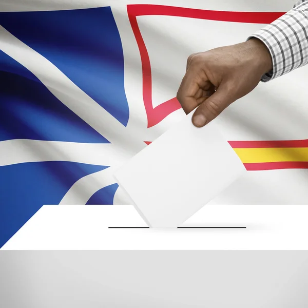 Scatola di scheda elettorale con la bandierina canadese provincia sulla serie della priorità bassa - Terranova e Labrador — Foto Stock