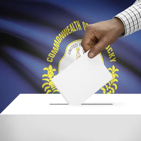 Ballot box with US state flag on background series - Kentucky — Stock Photo, Image