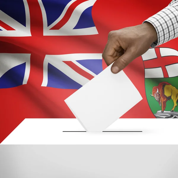 Oy sandığı ile Kanada eyaleti bayrak arka plan serisi - Manitoba — Stok fotoğraf