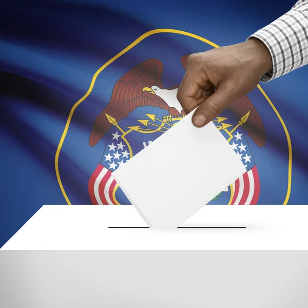 Ballot box with US state flag on background series - Utah — Stock Photo, Image