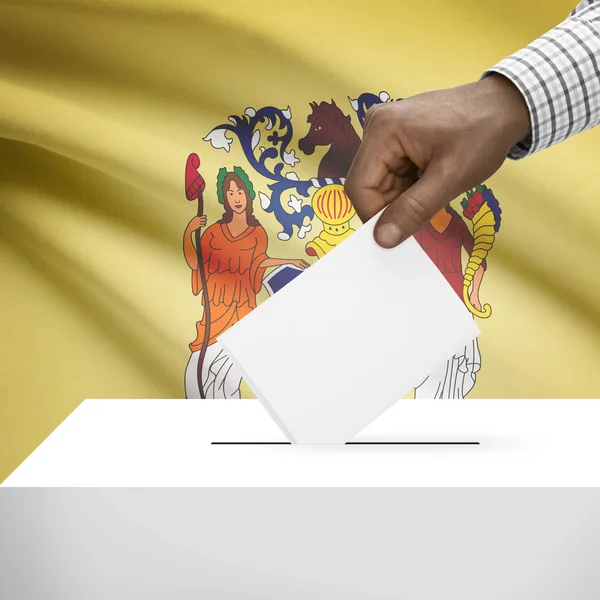 Ballot box with US state flag on background series - New Jersey — Stock Photo, Image