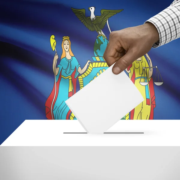 Ballot box with US state flag on background series - New York — Stock Photo, Image