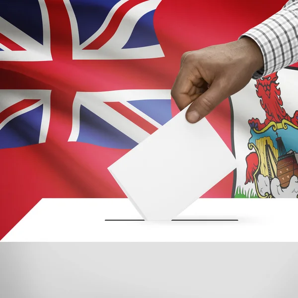Oy sandığı ile ulusal bayrağını arka plan serisi - Bermuda — Stok fotoğraf