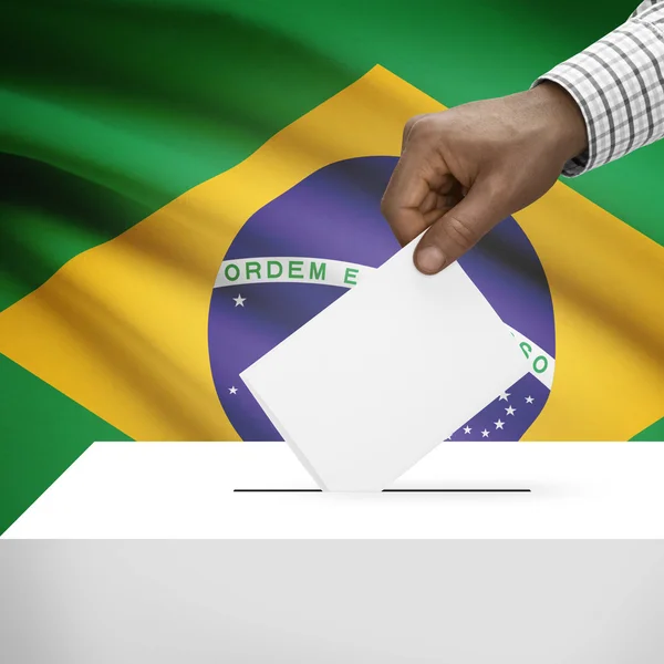 Ballot box with national flag on background series - Brazil — Stock Photo, Image