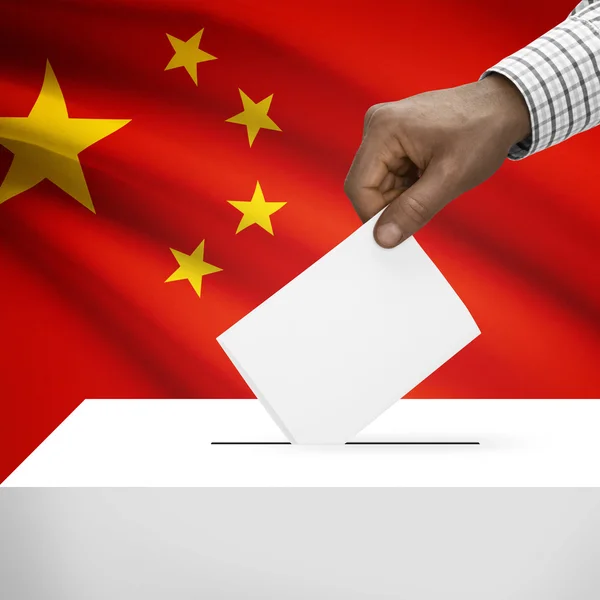 Ballot box with national flag on background series - People's Republic of China — Stock Photo, Image