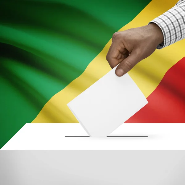 Stembus met nationale vlag op achtergrond serie - Republiek Congo - Congo-Brazzaville — Stockfoto