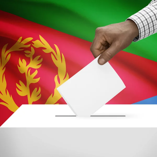 Ballot box with national flag on background series - Eritrea — Stock Photo, Image