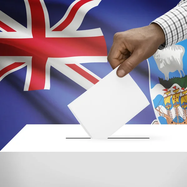 Ballot box with national flag on background series - Falkland Islands — Stock Photo, Image