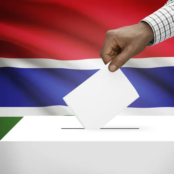 Ballot box with national flag on background series - Gambia — Stock Photo, Image