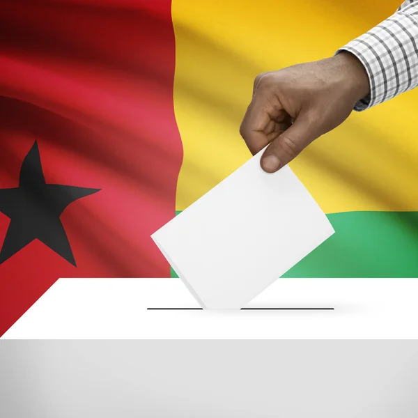 Ballot box with national flag on background series - Guinea-Bissau — Stock Photo, Image