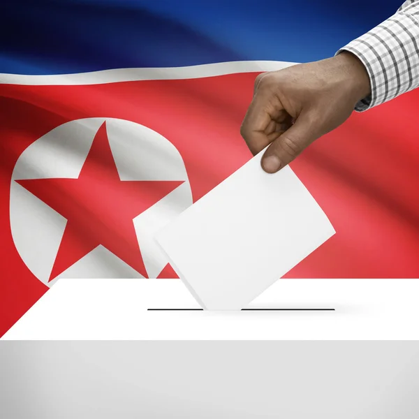 Urne mit Nationalflagge auf Hintergrund-Serie - Nordkorea — Stockfoto