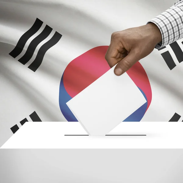 Ballot box with national flag on background series - South Korea — Stock Photo, Image