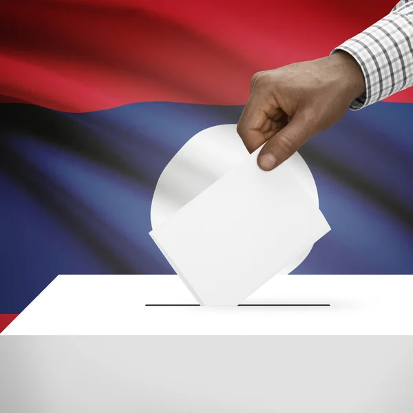 Ballot box with national flag on background series - Laos — Stock Photo, Image