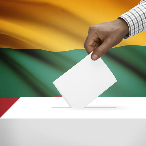 Ballot box with national flag on background series - Lithuania — Stock Photo, Image