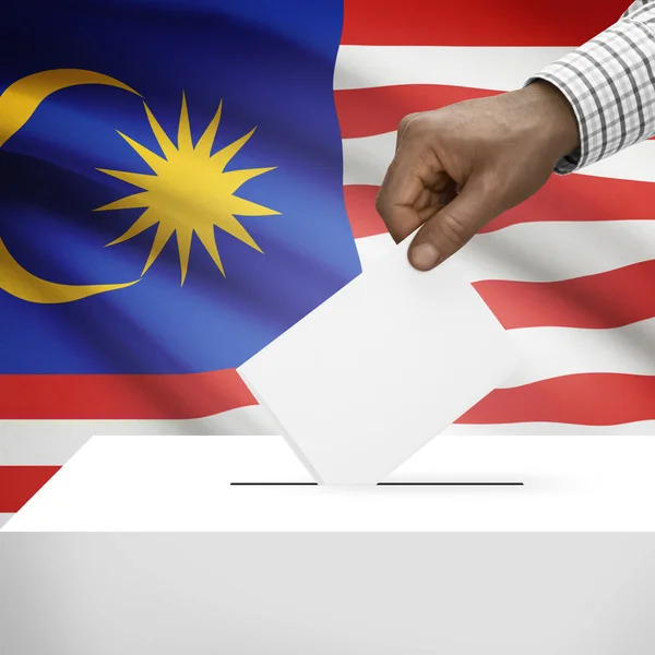 Ballot box with national flag on background series - Malaysia — Stock Photo, Image