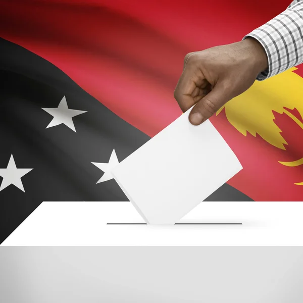 Urne mit Nationalflagge auf Hintergrund-Serie - Papua Neuguinea — Stockfoto
