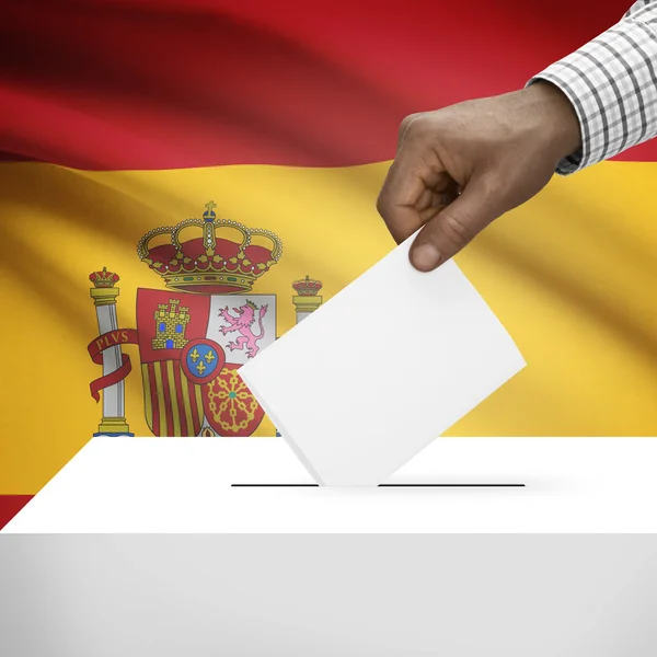 Ballot box with national flag on background series - Spain — Stock Photo, Image