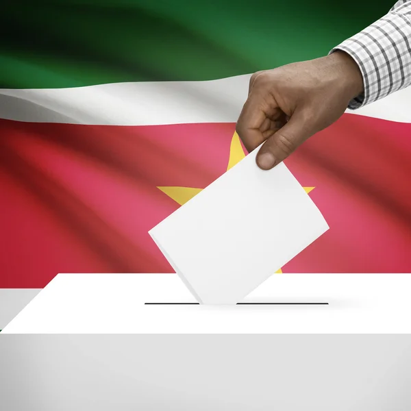 Ballot box with national flag on background series - Republic of Suriname — Stock Photo, Image