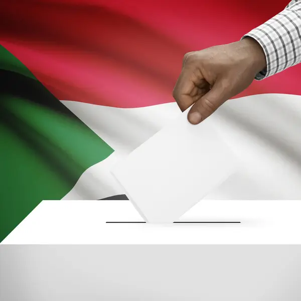 Ballot box with national flag on background series - Sudan — Stock Photo, Image