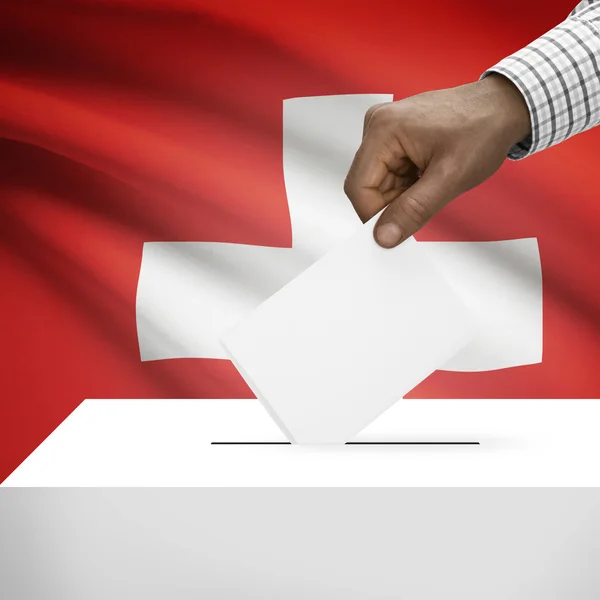 Ballot box with national flag on background series - Switzerland — Stock Photo, Image