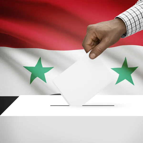 Ballot box with national flag on background series - Syria — Stock Photo, Image