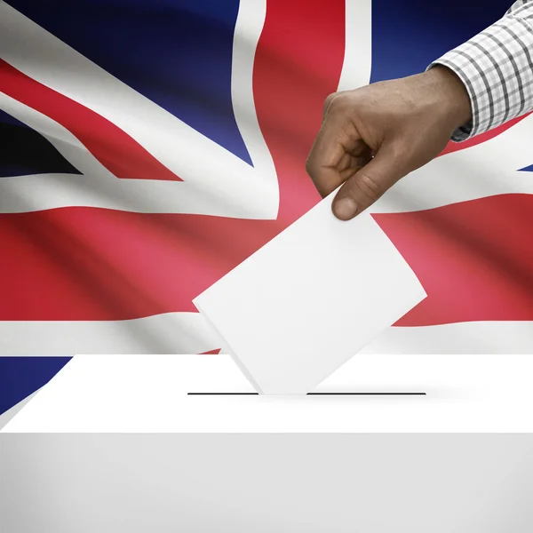 Ballot box with national flag on background series - United Kingdom of Great Britain and Northern Ireland — Stock Photo, Image