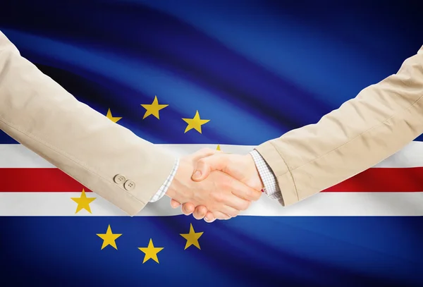 Businessmen handshake with flag on background - Cape Verde — Stock Photo, Image