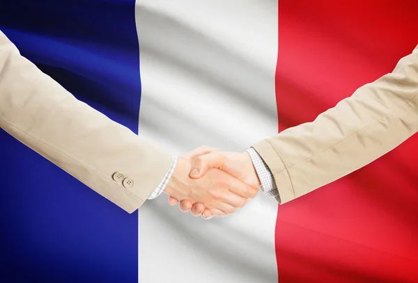 背景 - フランスの旗とビジネスマン握手 — ストック写真