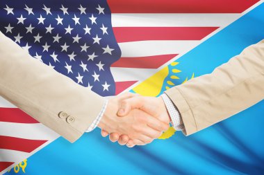 İşadamları el sıkışma - Amerika Birleşik Devletleri ve Kazakistan