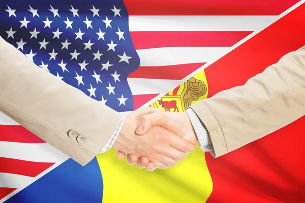 Podnikatelé handshake - USA a Andorra — Stock fotografie