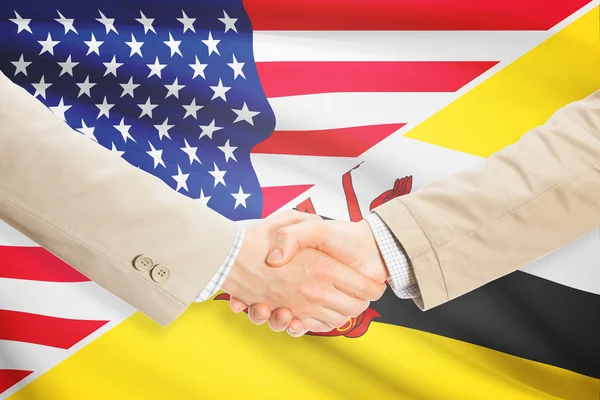 Unternehmer-Handshake - USA und Brunei — Stockfoto