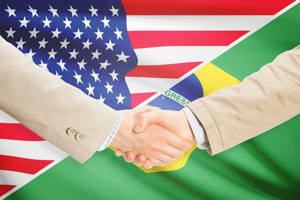 Businessmen handshake - United States and Brazil — Stock Photo, Image