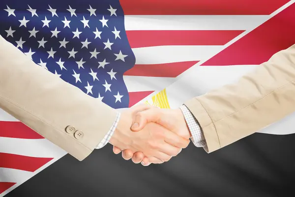 Businessmen handshake - United States and Egypt — Stock Photo, Image