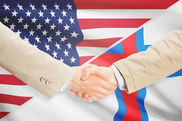 Businessmen handshake - United States and Faroe Islands — Stock Photo, Image