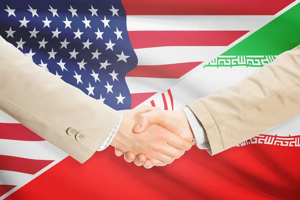 Stretta di mano degli uomini d'affari - Stati Uniti e Iran — Foto Stock