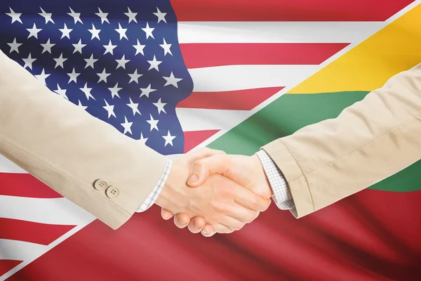 Stretta di mano degli uomini d'affari - Stati Uniti d'America e la Lituania — Foto Stock