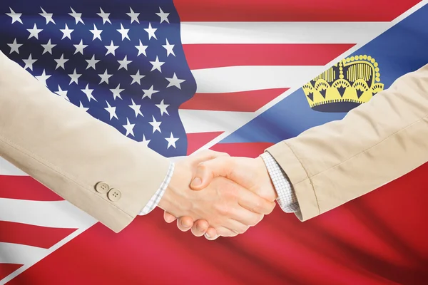 Businessmen handshake - United States and Liechtenstein — Stock Photo, Image