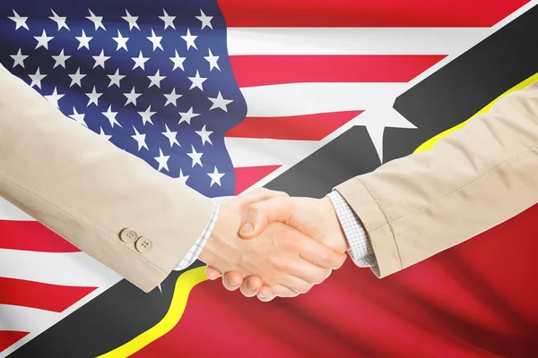 商人握手-美国和圣基茨和尼维斯 — 图库照片